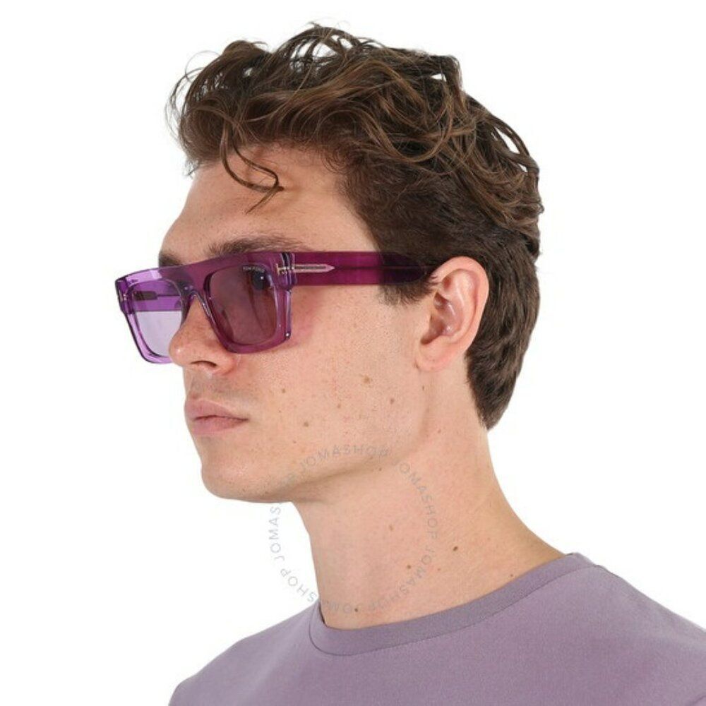 Tom Ford FAUSTO Men Sunglasses Transparent Violet Square FT0711/S 81Y BRAND NEW